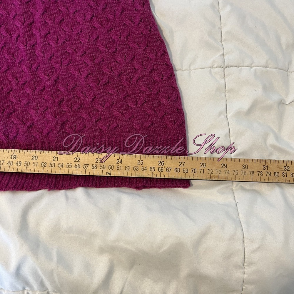 ✨COLDWATER CREEK Wool Blend Cable Knit Open-Front Cardigan Sz XL Magenta Mature✨ - Picture 7 of 7